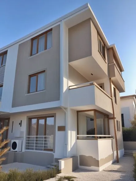 Apartman dış cephe boyama - bej gri